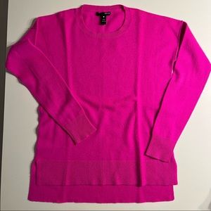Aqua Cashmere High Low Cashmere Sweater in Neon Pink